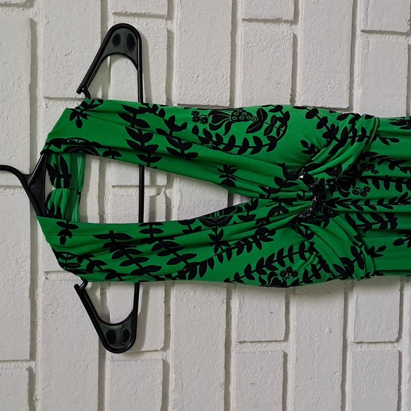 My Michelle Green/Black Gem Detail Formal Halter Dress. Size Medium - Picture 2 of 11